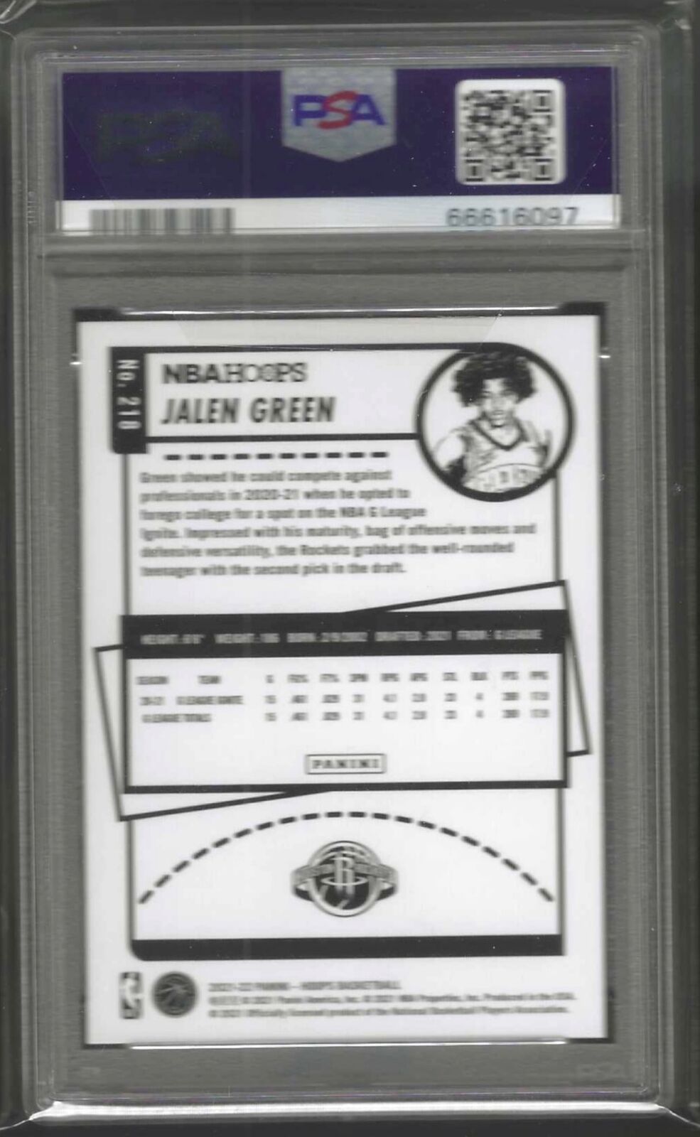 JALEN GREEN 2021-222 PANINI NBA HOOPS ROOKIE RC #218 PSA 10 GEM MINT