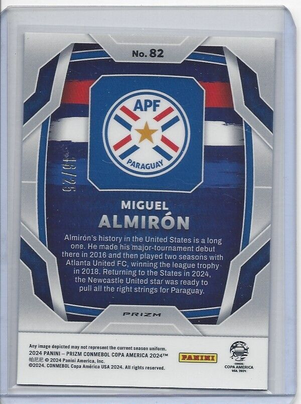 MIGUEL ALMIRON 2024 PANINI PRIZM COPA AMERICA ORANGE PRIZMS #D 16/25