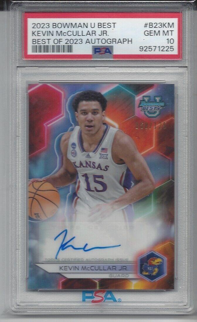 KEVIN MCCULLAR 2023 BOWMANS BEST UNIVERSITY REFRACTOR AUTO /125 PSA 10 POP 1/1
