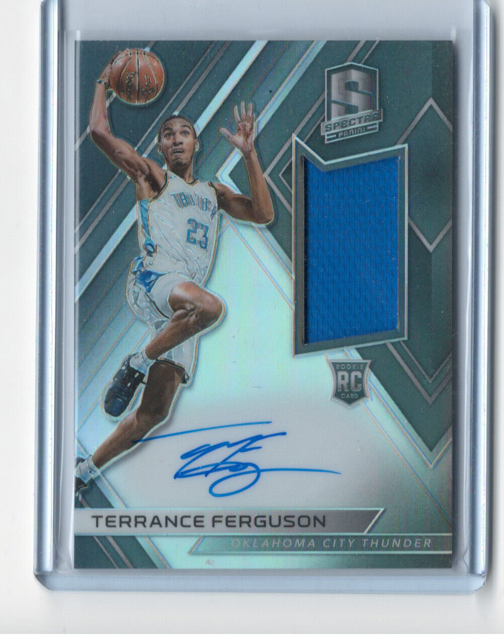 TERRANCE FERGUSON 2017-18 PANINI SPECTRA SILVER PRIZM ROOKIE JERSEY AUTO RC /299
