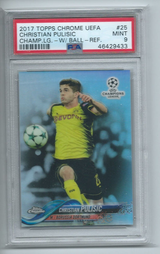 CHRISTIAN PULISIC 2017-18 TOPPS CHROME UEFA VARIATION SP REFRACTOR RC #25 PSA 9