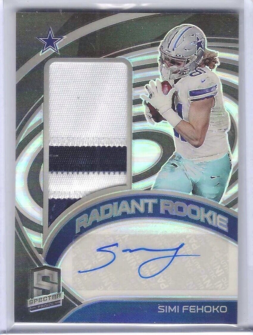 SIMI FEHOKO 2021 PANINI SPECTRA SILVER PRIZM ROOKIE PATCH AUTO RC #D 24/99