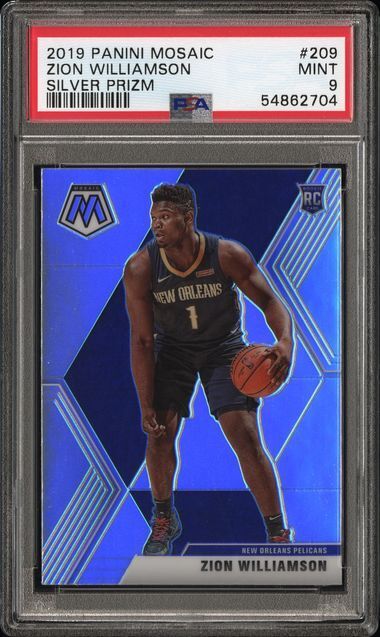 ZION WILLIAMSON 2019-20 PANINI PRIZM SILVER PRIZM ROOKIE RC #209 PSA 9 MINT