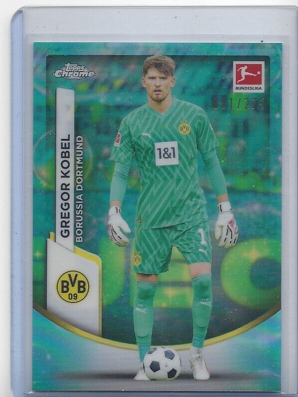 1/1 GREGOR KOBEL 2023-24 TOPPS CHROME BUNDESLIG AQUA BUBBLE REFRACTOR 1/275 JSY#