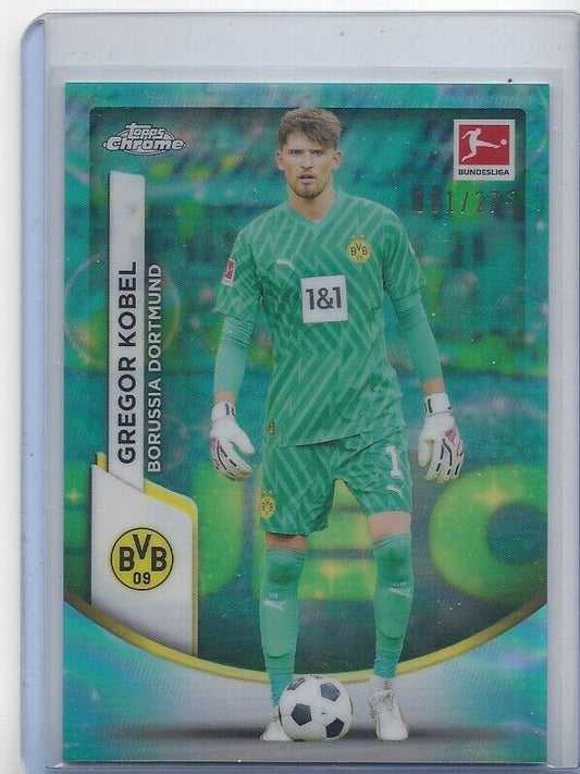1/1 GREGOR KOBEL 2023-24 TOPPS CHROME BUNDESLIG AQUA BUBBLE REFRACTOR 1/275 JSY#