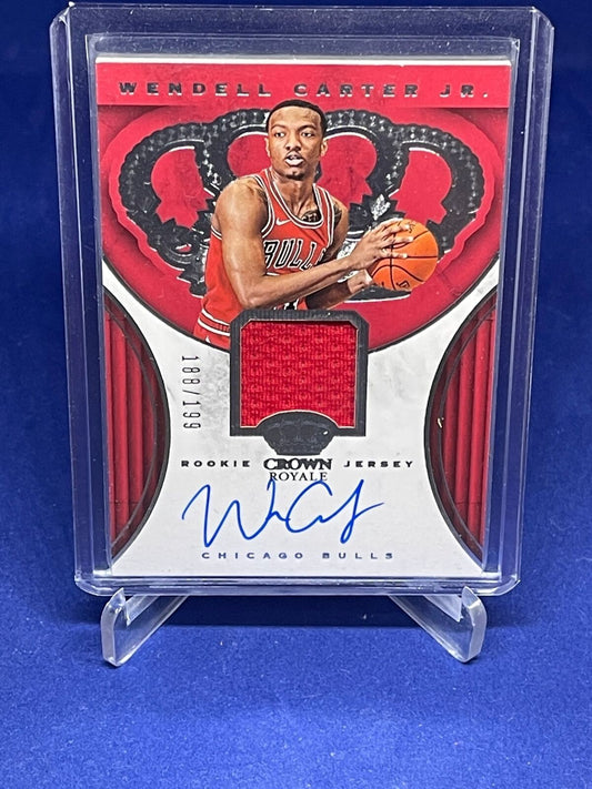 WENDELL CARTER JR 2018-19 PANINI CROWN ROYALE JERSEY AUTO ROOKIE RC #D 188/199
