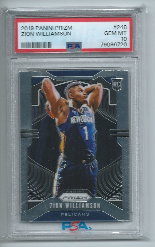 ZION WILLIAMSON 2019-20 PANINI PRIZM TRUE ROOKIE RC #248 PSA 10 GEM MINT