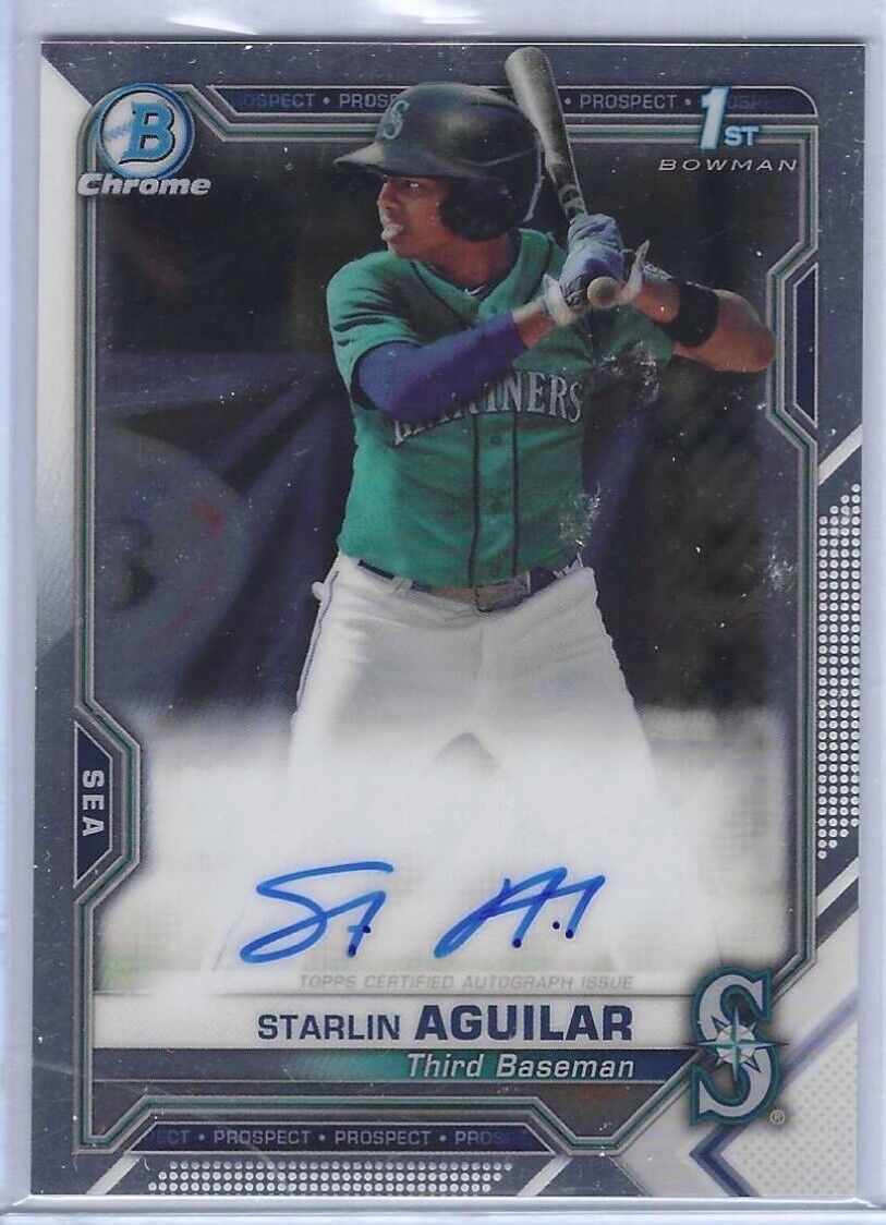 STARLIN AGUILAR 2021 BOWMAN CHROME 1ST BOWMAN PROSPECT AUTO #CPA-SA