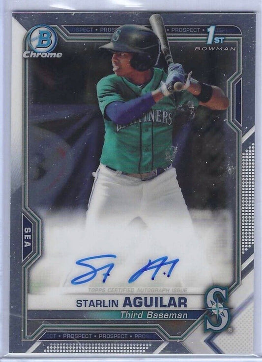 STARLIN AGUILAR 2021 BOWMAN CHROME 1ST BOWMAN PROSPECT AUTO #CPA-SA