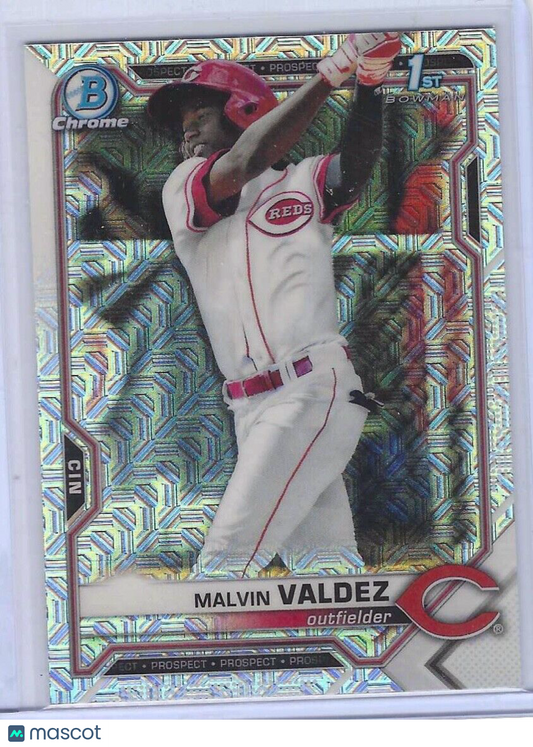 MALVIN VALDEZ 2021 BOWMAN CHROME SILVER MOJO MEGA REFRACTOR 1ST BOWMAN #BCP-184