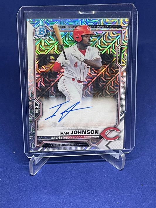IVAN JOHNSON 2021 BOWMAN CHROME MOJO MEGA BOX ON CARD AUTO REFRACTOR PROSPECT