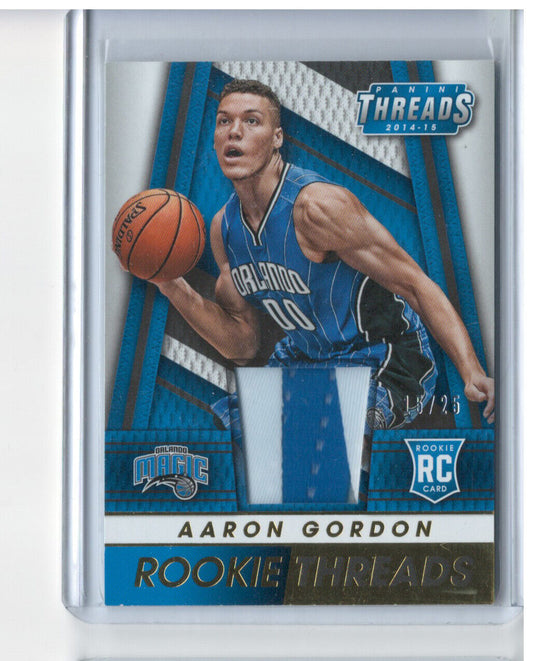 AARON GORDON 2014-15 PANINI THREADS ROOKIE THREADS GOLD PATCH RC #D 15/25