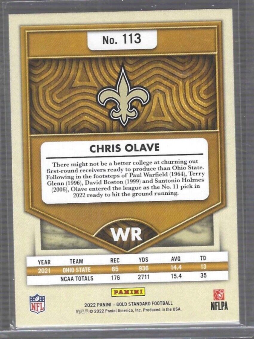CHRIS OLAVE 2022 PANINI GOLD STANDARD MAGENTA FOIL ROOKIE RC #D 09/25