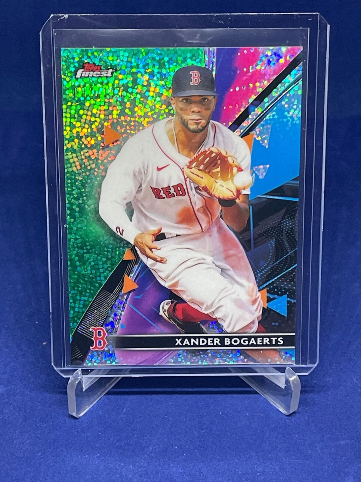 XANDER BOGAERTS 2021 TOPPS FINEST GREEN SPECKLE REFRACTOR #D 82/125