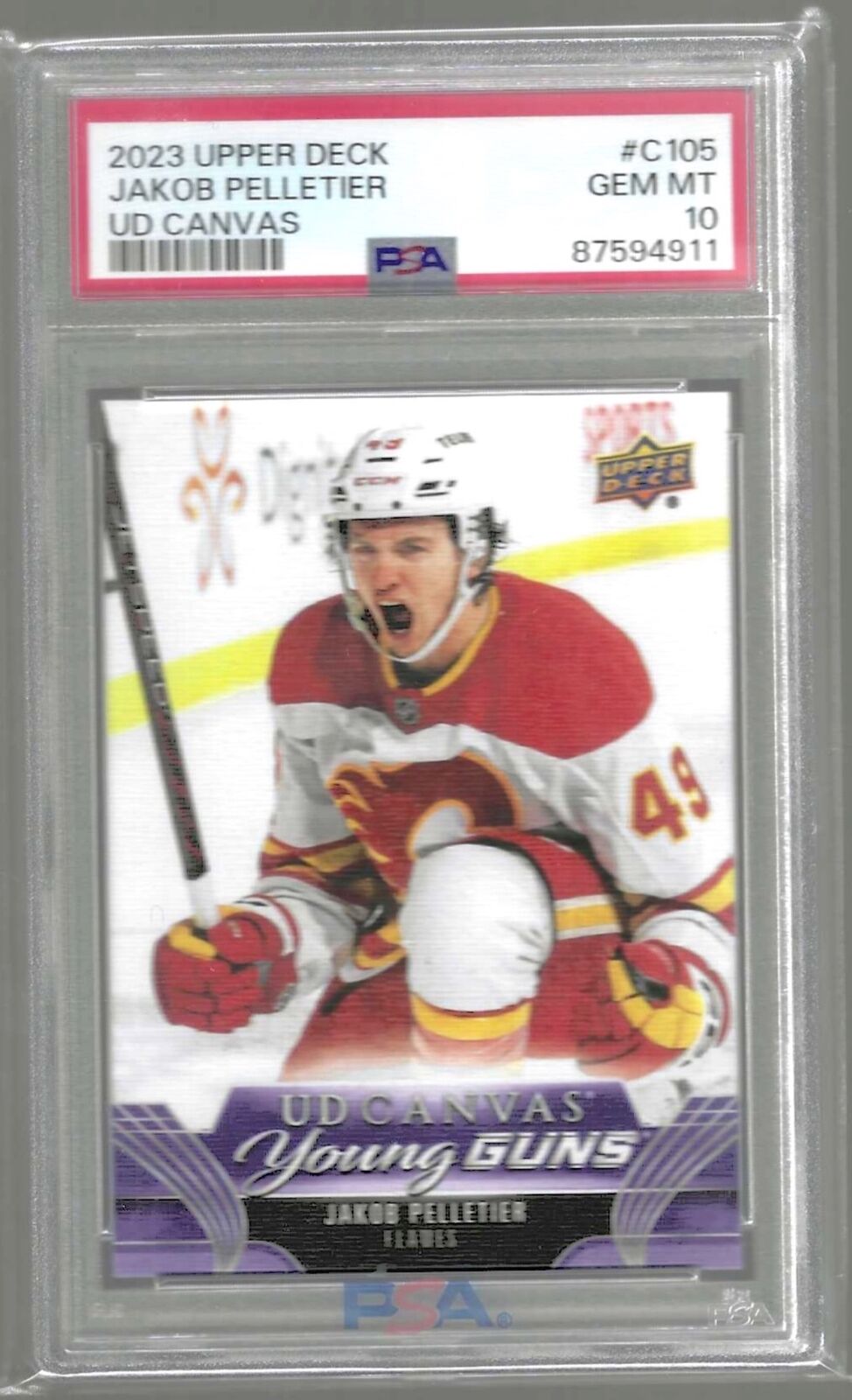 JAKOB PELLETIER 2023 UPPER DECK UD CANVAS YOUNG GUNS ROOKIE RC #105 PSA 10 GEM