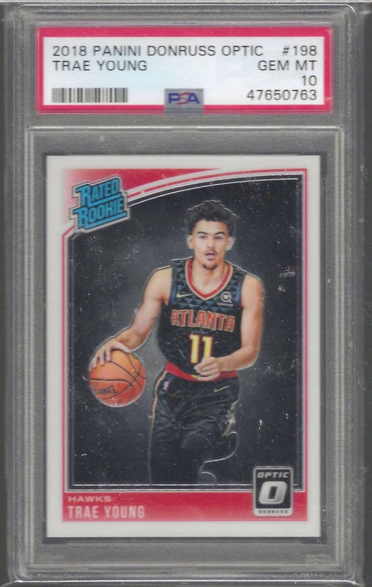 TRAE YOUNG 2018 PANINI DONRUSS OPTIC RATED ROOKIE RC PSA 10 GEM MINT