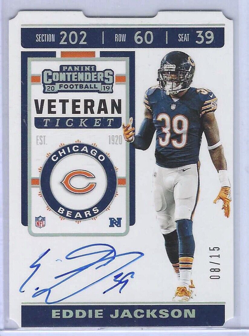 EDDIE JACKSON 2019 PANINI CONTENDERS VETERAN TICKET STUB DIE CUT AUTO RC #D 8/15