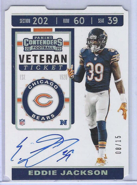 EDDIE JACKSON 2019 PANINI CONTENDERS VETERAN TICKET STUB DIE CUT AUTO RC #D 8/15