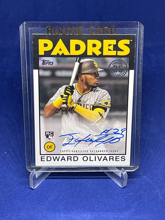 EDWARD OLIVARES 2021 TOPPS 1986 ON CARD AUTO ROOKIE RC