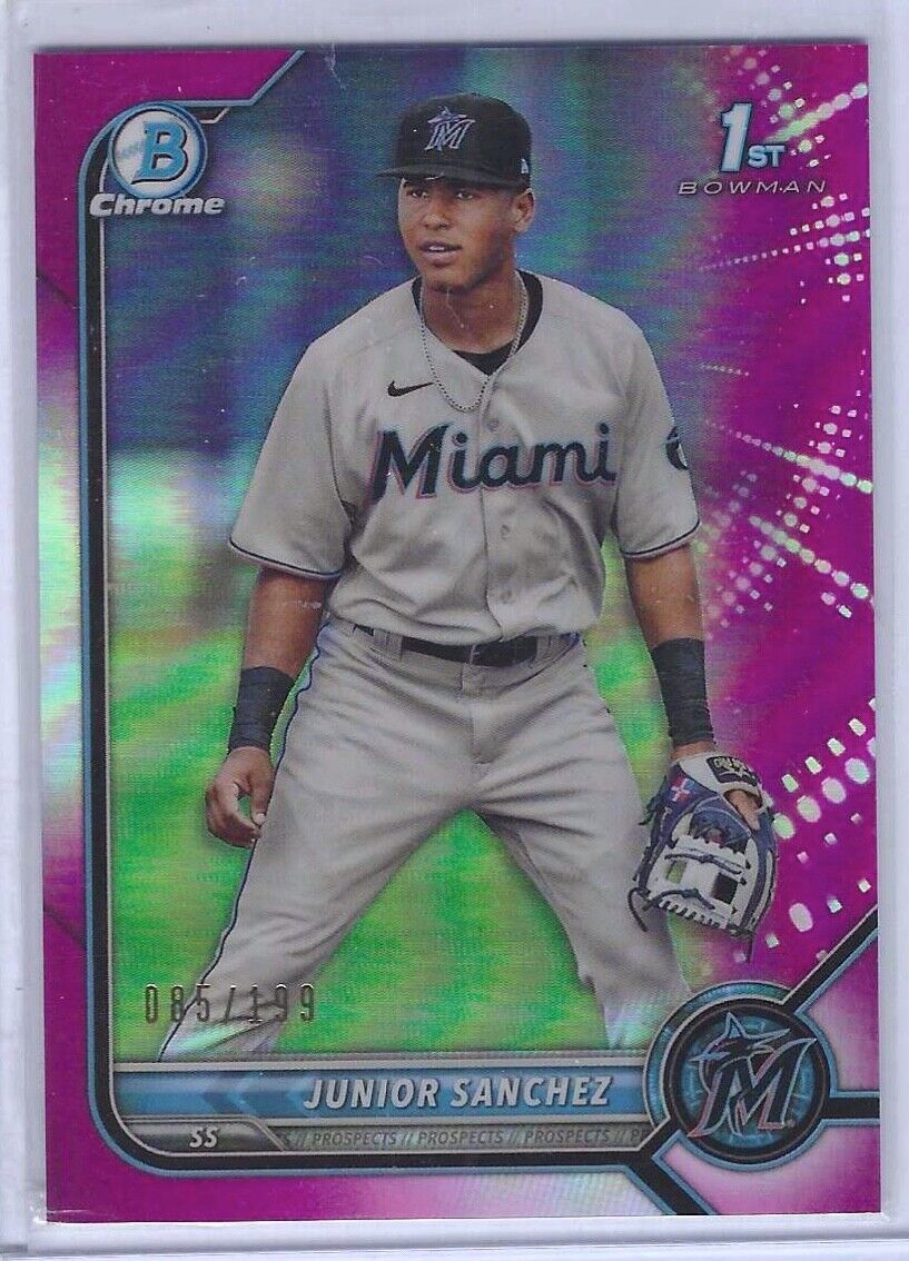 JUNIOR SANCHEZ 2022 BOWMAN CHROME PINK REFRACTOR 1ST PROSPECT #D 085/199
