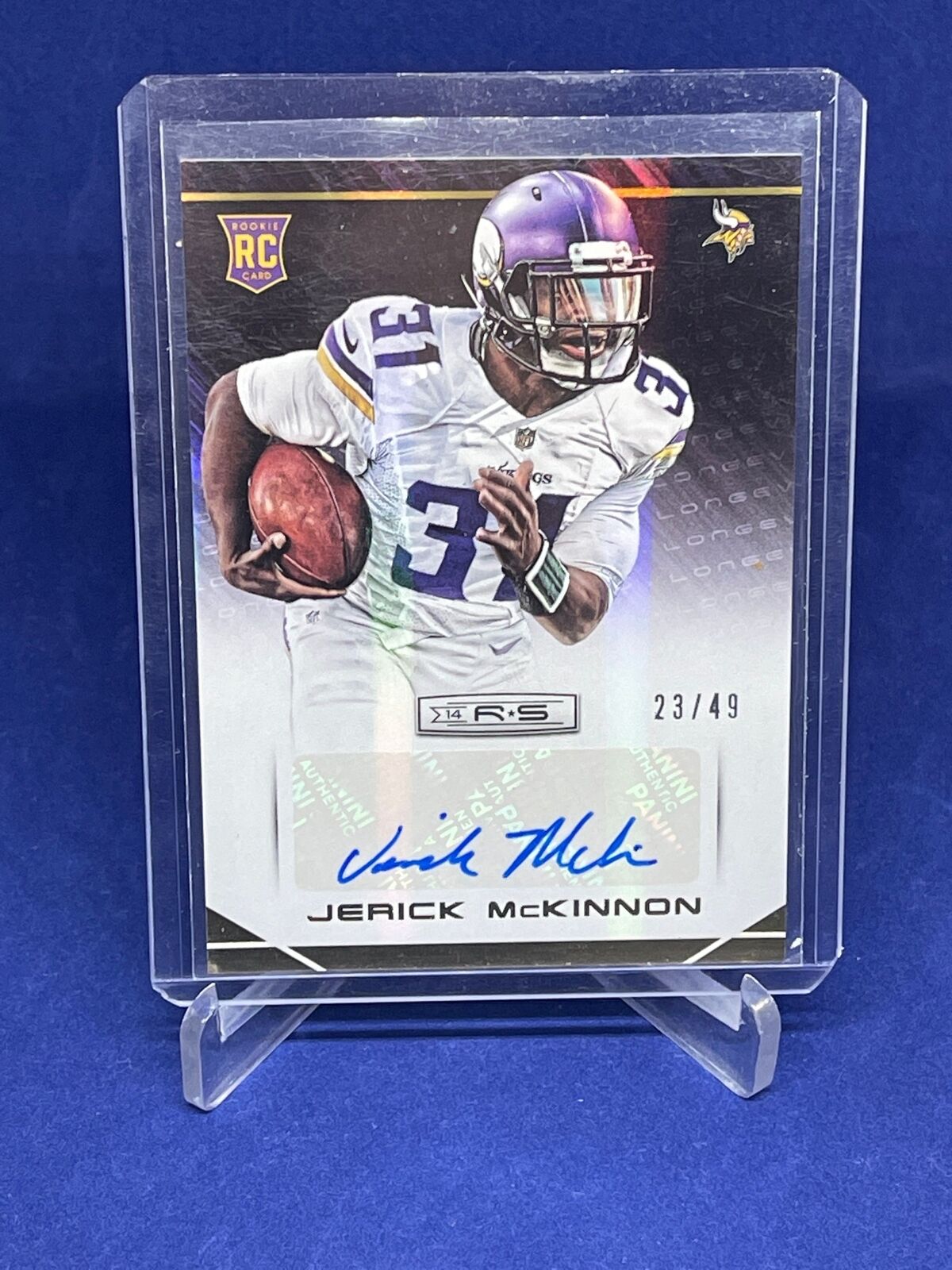 JERICK MCKINNON 2014 PANINI ROOKIES AND STARS LONGEVITY GOLD AUTO RC #D 23/49