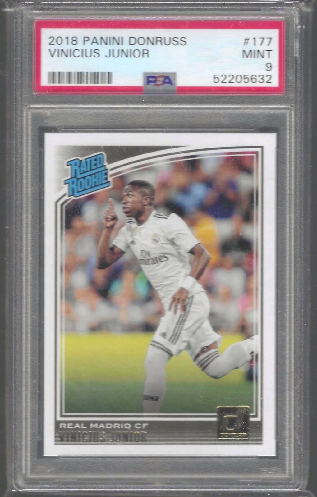 VINICIUS JUNIOR 2018-19 PANINI DONRUSS RATED ROOKIE RC PSA 9 MINT