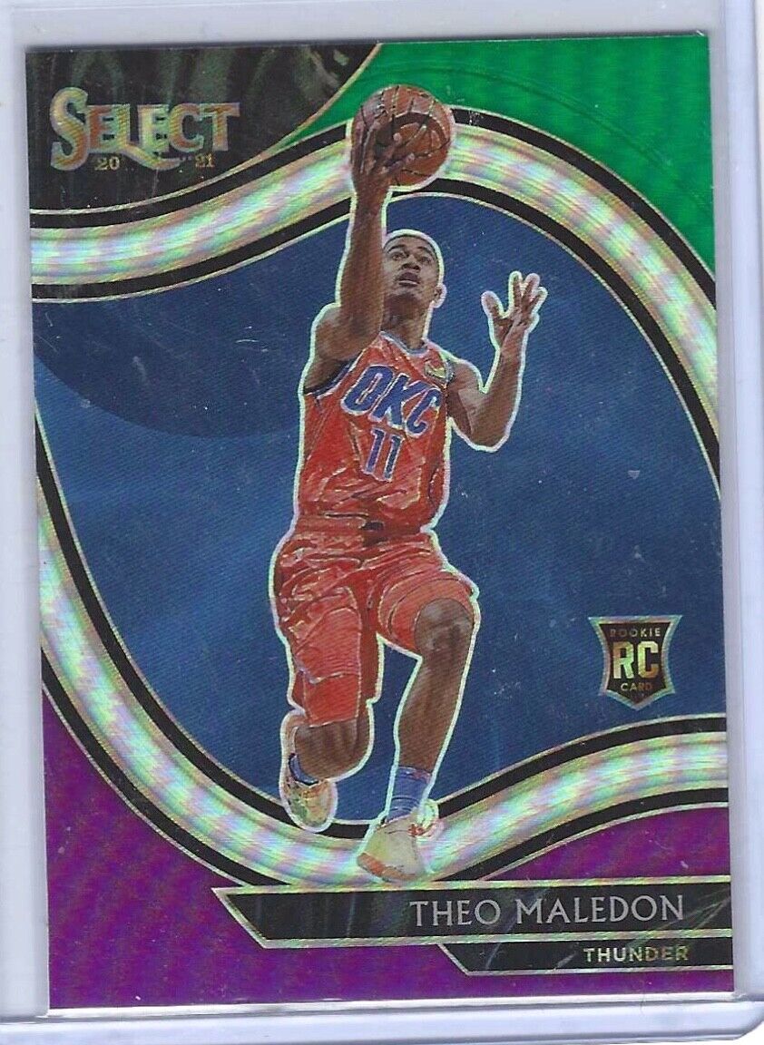 THEO MALEDON 2020-21 PANINI SELECT GREEN AND PURPLE COURTSIDE PRIZM RC #267