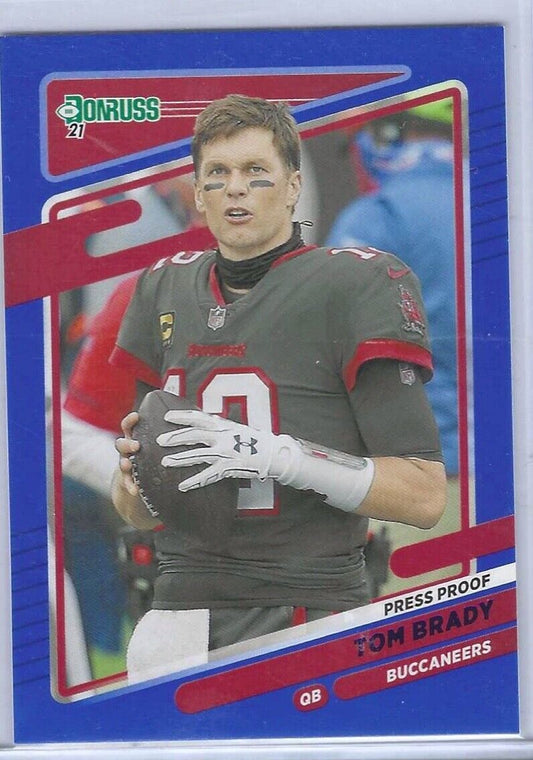 TOM BRADY 2021 PANINI DONRUSS BLUE PRESS PROOF NO HELMET VARIATION SP #1