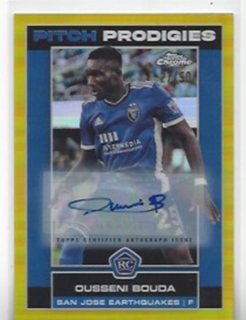 OUSSENI BOUDA 2023 TOPPS CHROME MLS REFRACTOR GOLD ROOKIE PRODIGIES AUTO RC /50