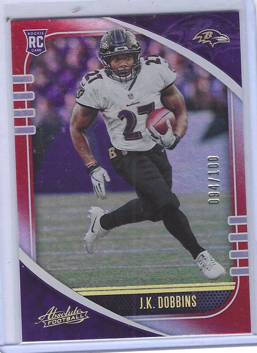 JK DOBBINS 2020 PANINI ABSOLUTE RED SPECTRUM ROOKIE RC #D 094/100