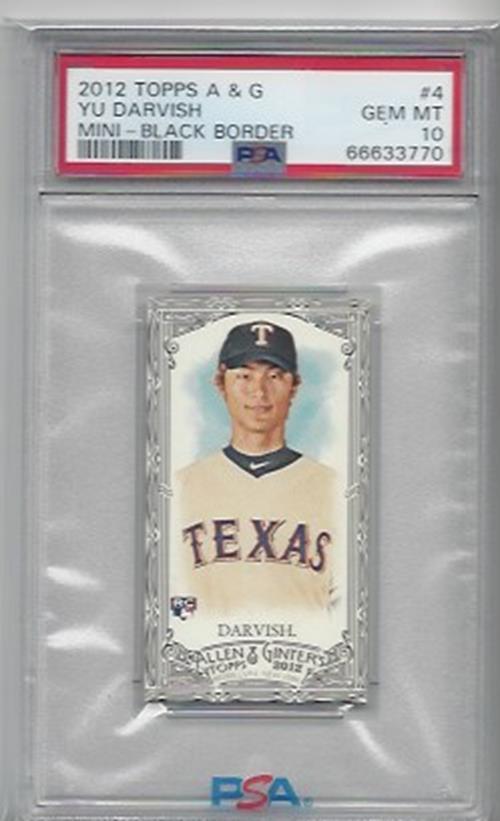 YU DARVISH 2012 TOPPS ALLEN & GINTER MINI BLACK BORDER SP RC #4 PSA 10 GEM POP 5