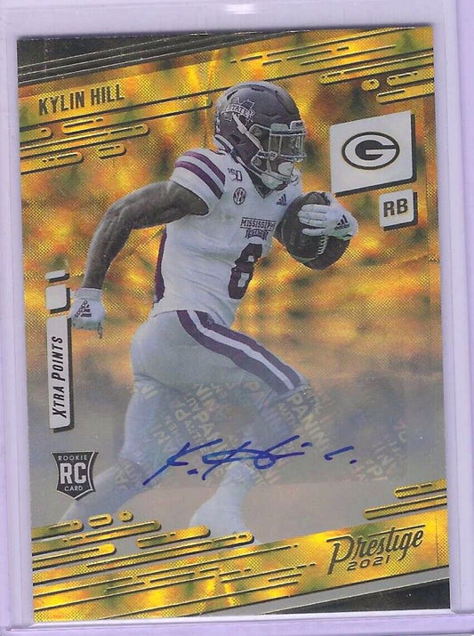 KYLIN HILL 2021 PANINI PRESTIGE YELLOW GOLD XTRA POINTS FOIL ROOKIE AUTO RC #228