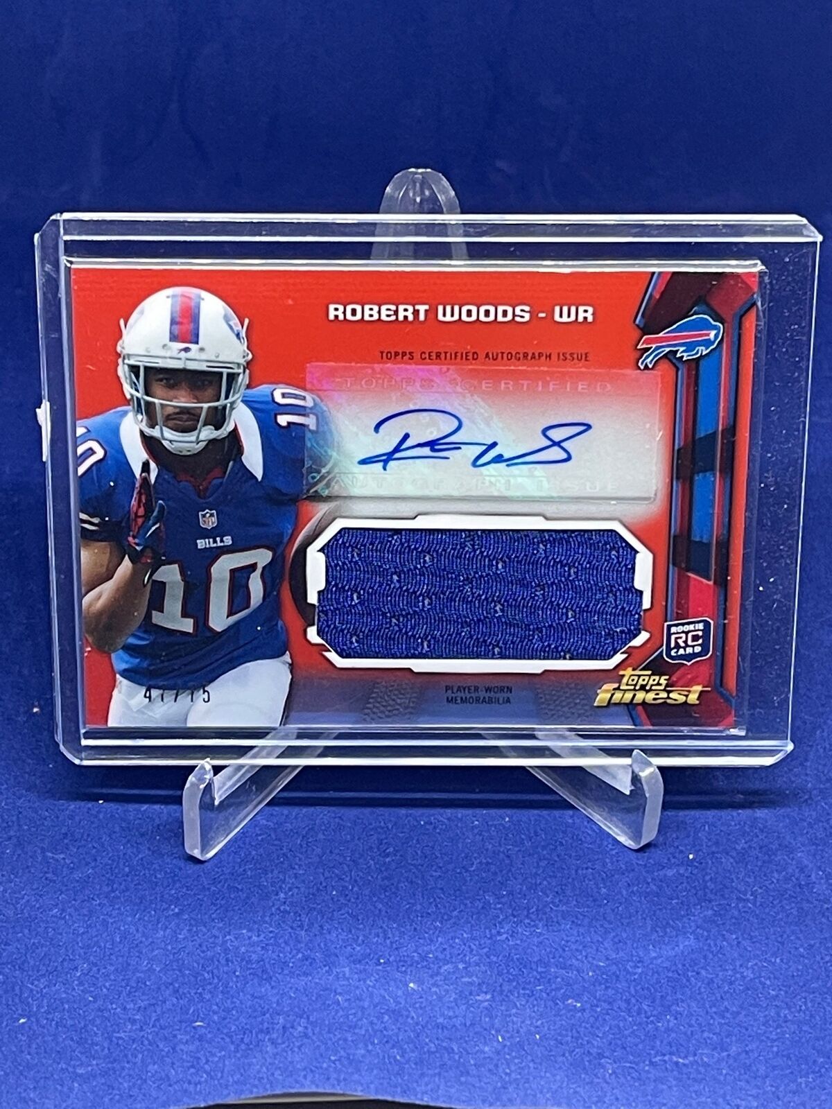 ROBERT WOODS 2013 TOPPS FINEST RED REFRACTOR JERSEY AUTO ROOKIE RC #D /75