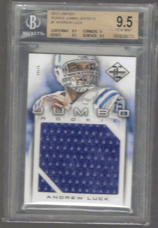 ANDREW LUCK 2012 PANINI LIMITED ROOKIE JUMBO PATCH RC /99 BGS 9.5 GEM MINT POP 6