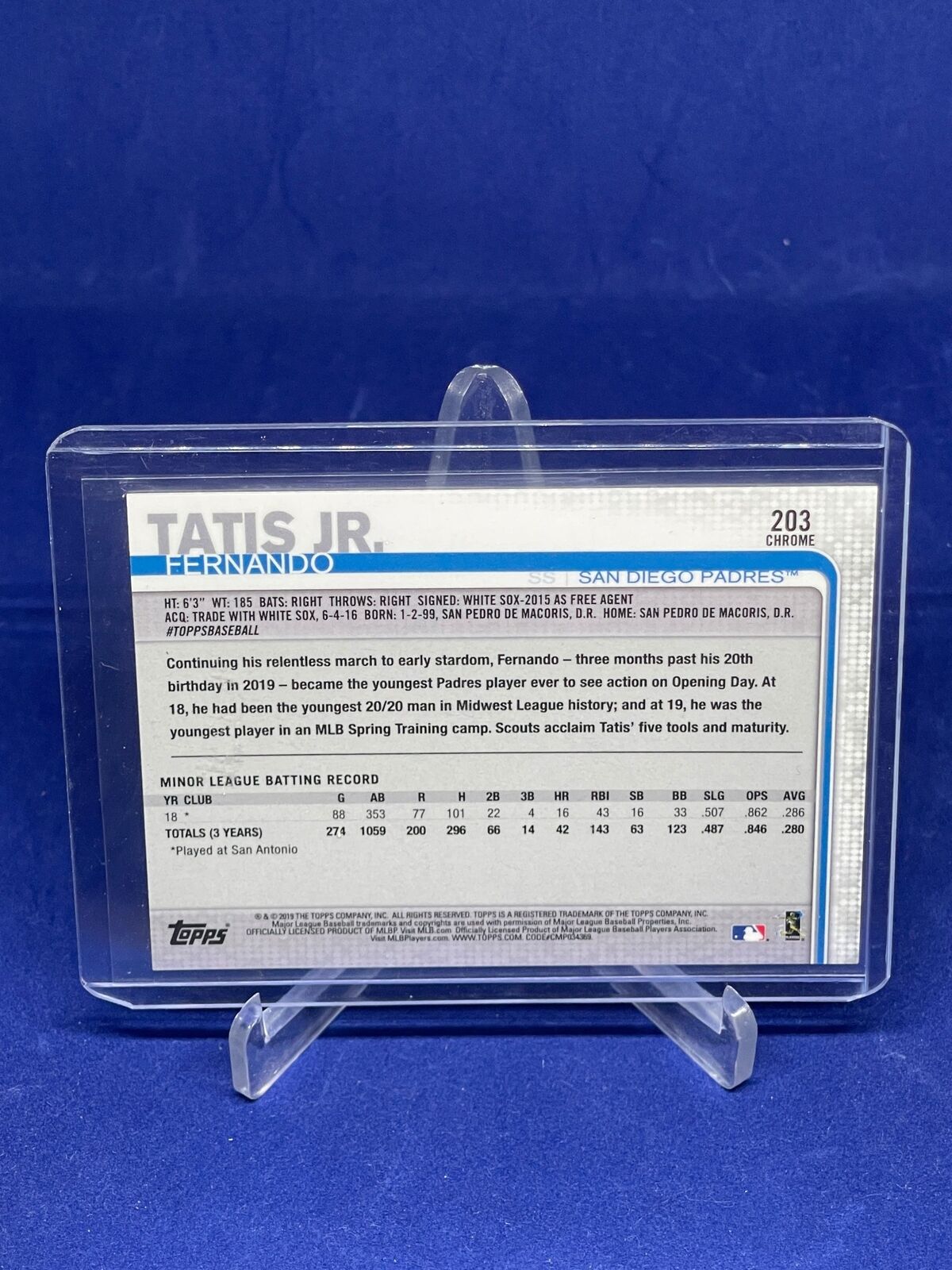 FERNANDO TATIS JR 2019 TOPPS CHROME ROOKIE RC #203