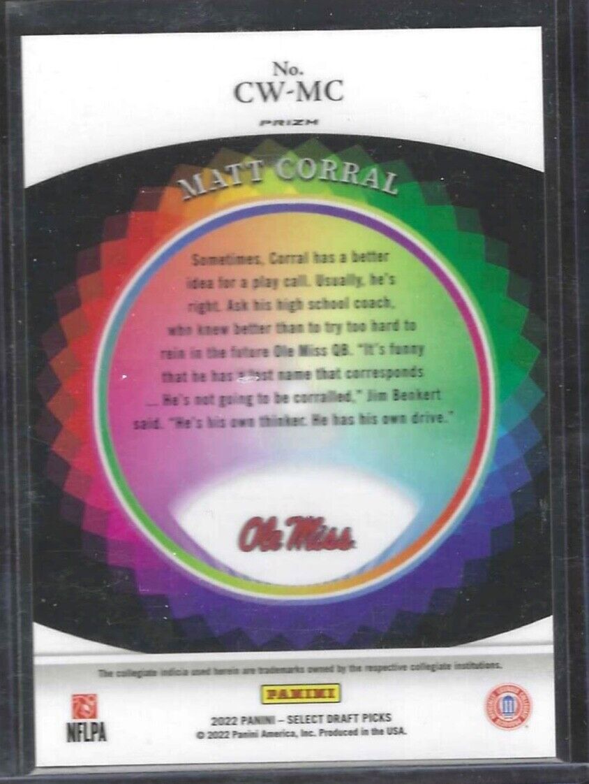 MATT CORRAL 2022 PANINI SELECT COLOR WHEEL SSP CASE HIT ROOKIE RC #CW-MC