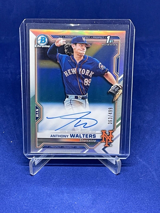 ANTHONY WALTERS 2021 BOWMAN CHROME 1ST REFRACTOR ON CARD AUTO PROSPECT #D /499