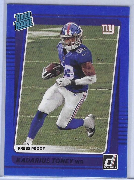 KADARIUS TONEY 2021 PANINI DONRUSS BLUE PRESS PROOF RATED ROOKIE RC #264