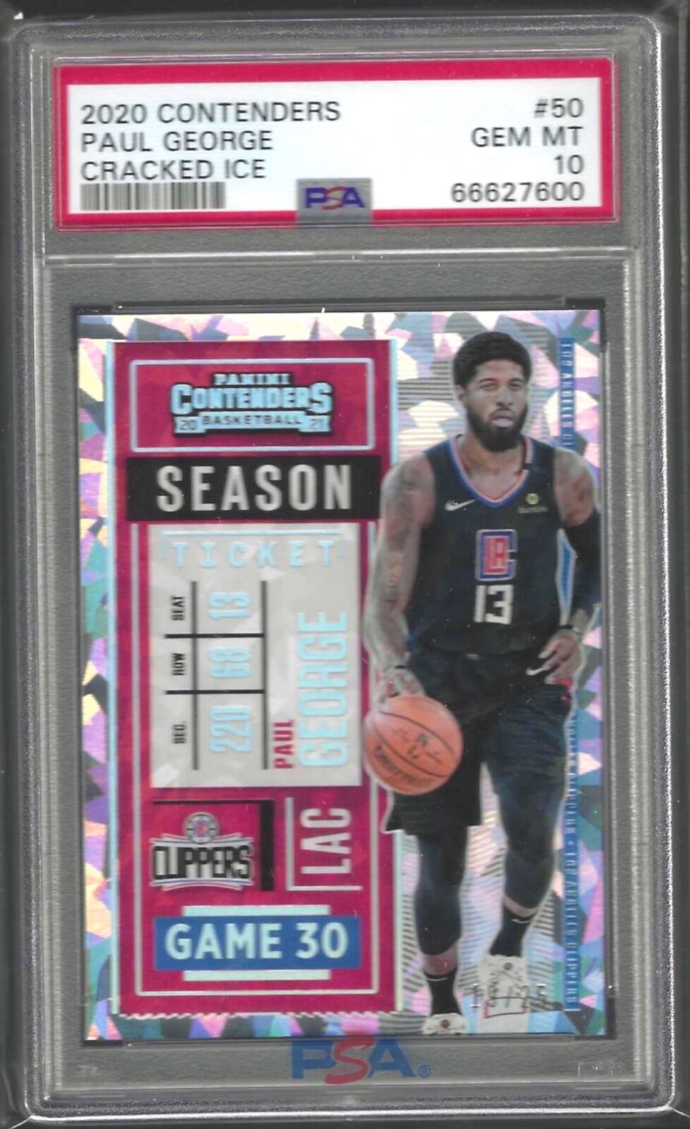 PAUL GEORGE 2020-21 PANINI CONTENDERS CRACKED ICE #D /25 PSA 10 GEM MINT POP 1/1