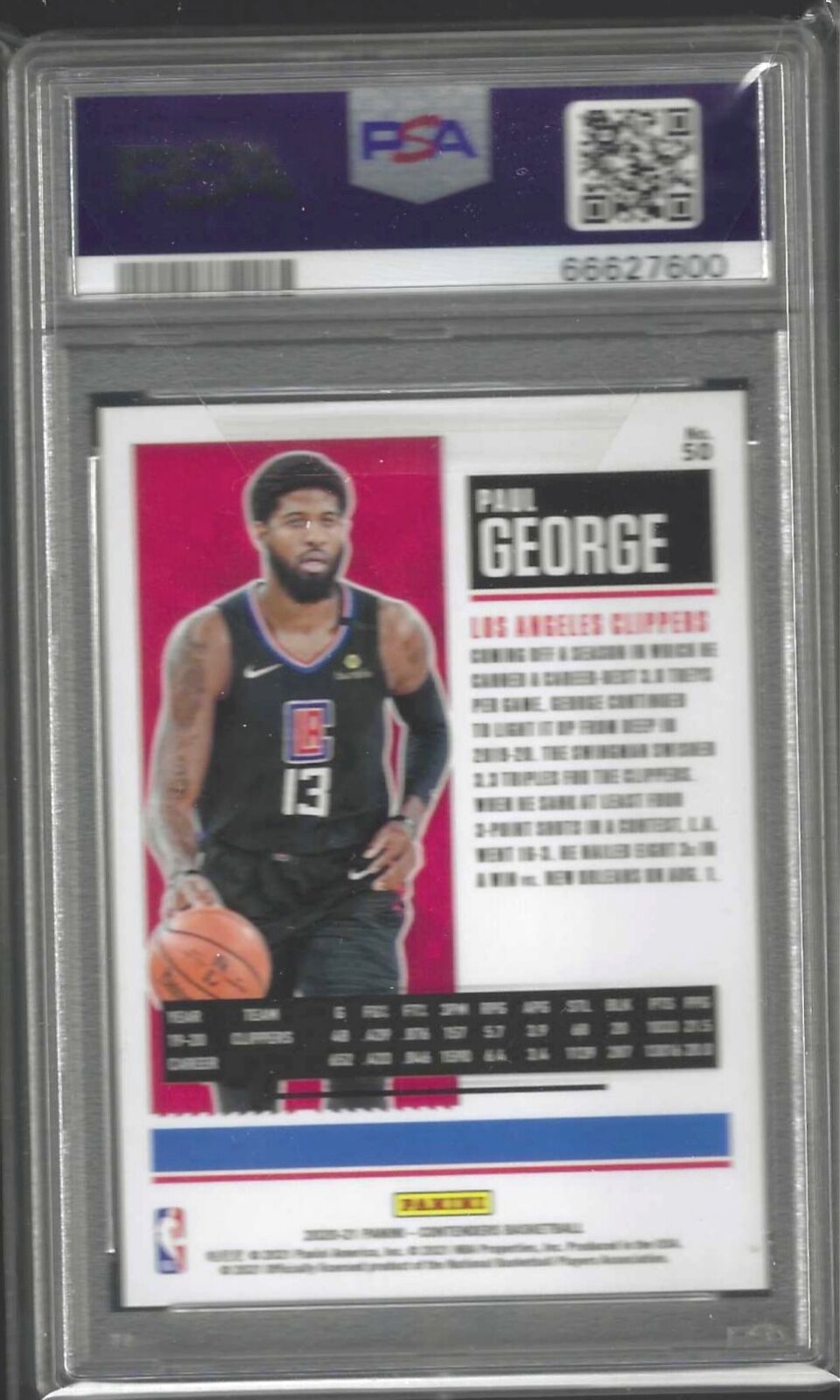 PAUL GEORGE 2020-21 PANINI CONTENDERS CRACKED ICE #D /25 PSA 10 GEM MINT POP 1/1