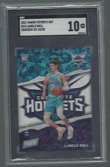 LAMELO BALL 2021 PANINI FATHERS DAY CRACKED ICE ROOKIE RC #D 18/50 SGC 10 GEM