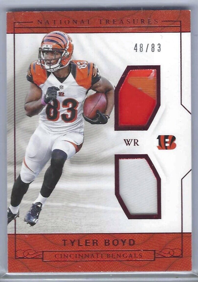 TYLER BOYD 2016 PANINI NATIONAL TREASURES ROOKIE DUAL PATCH RC #D 48/83