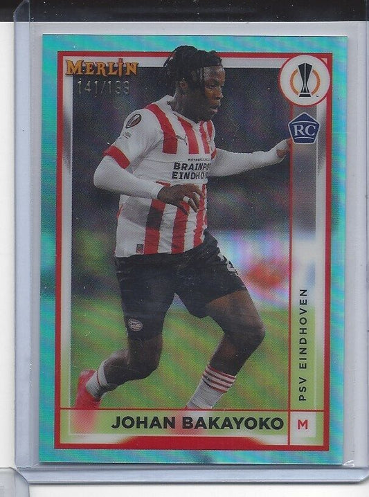 JOHAN BAKAYOKO 2022-23 TOPPS MERLIN CHROME AQUA REFRACTOR RC #D 141/199