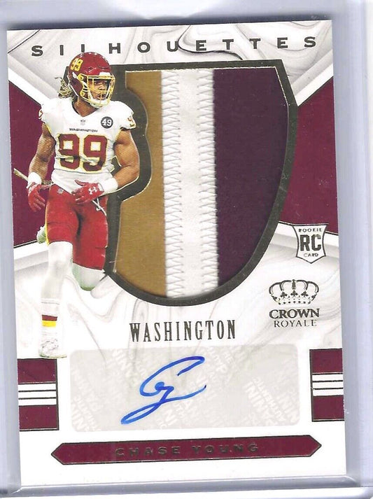 CHASE YOUNG 2020 PANINI CHRONICLES CROWN ROYALE SILHOUETTES PATCH AUTO RC #D /25