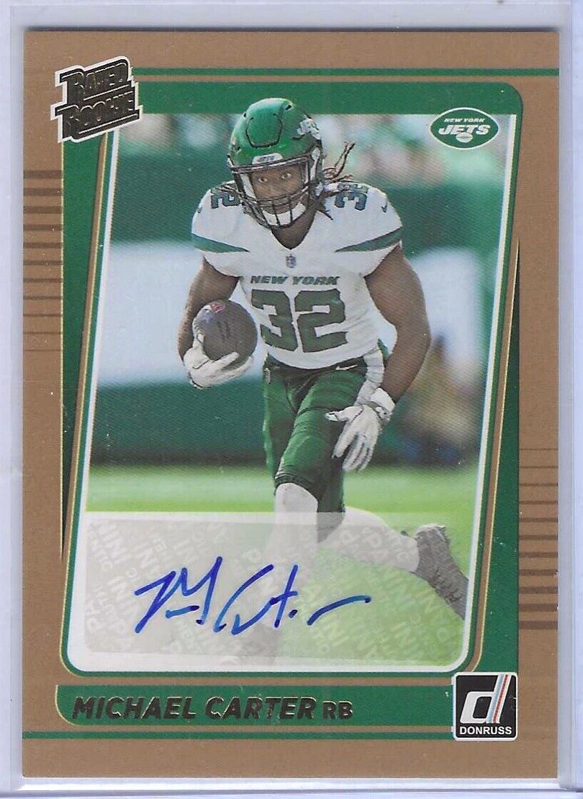 MICHAEL CARTER 2021 PANINI DONRUSS BRONZE RATED ROOKIE AUTO RC #268