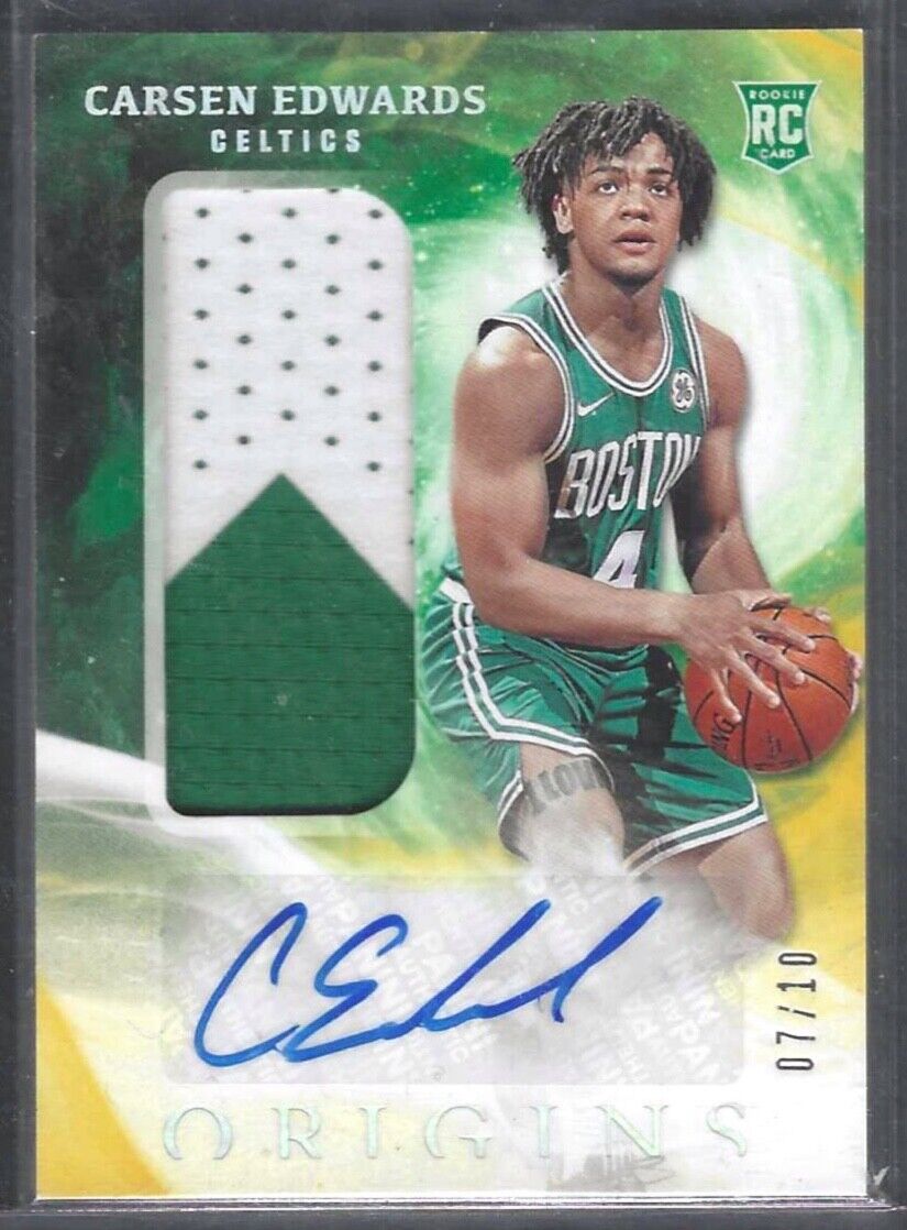 CARSON EDWARDS 2019-20 PANINI ORIGINS GOLD ROOKIE JUMBO PATCH AUTO RC #D 07/10