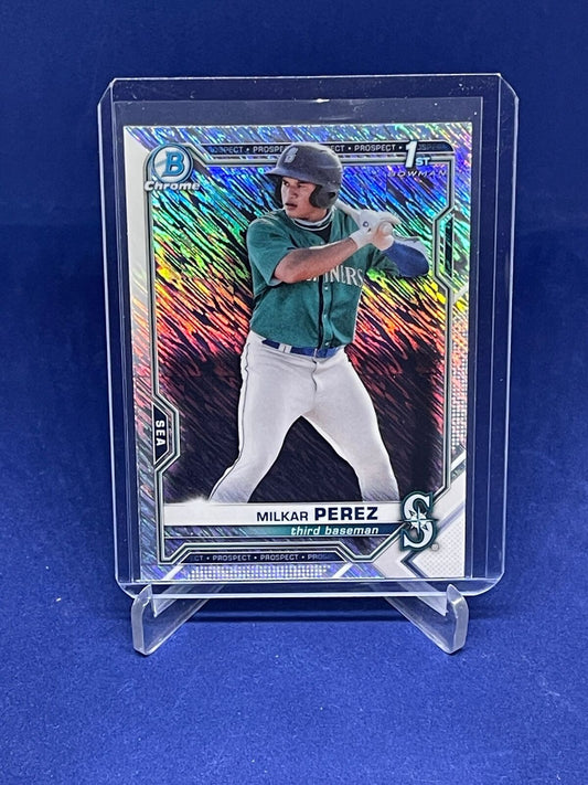 MILKAR PEREZ 2021 BOWMAN CHROME 1ST SHIMMER REFRACTOR PROSPECT