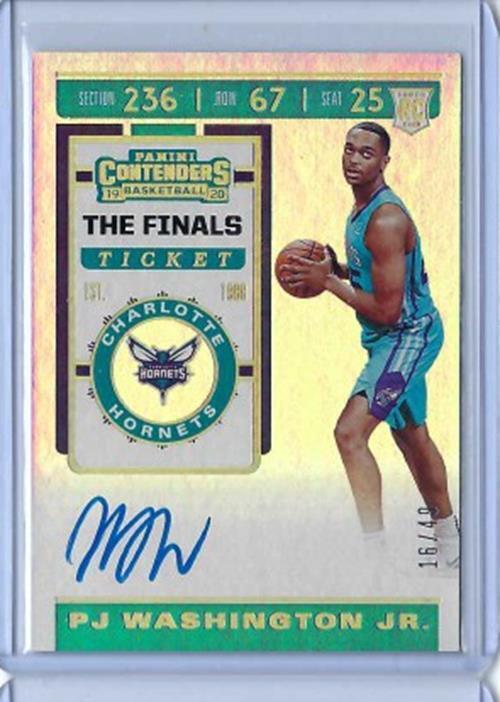 PJ WASHINGTON JR. 2019-20 PANINI CONTENDERS THE FINALS TICKET AUTO RC #D 16/49