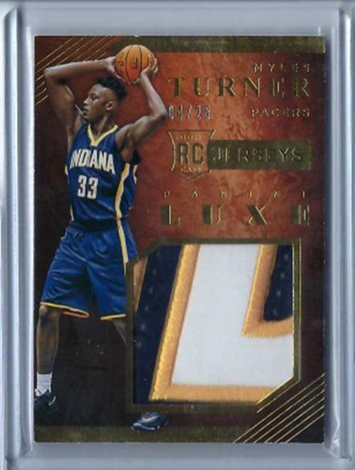 MYLES TURNER 2015-16 PANINI LUXE RUBY JUMBO PATCH RC #D 4/25