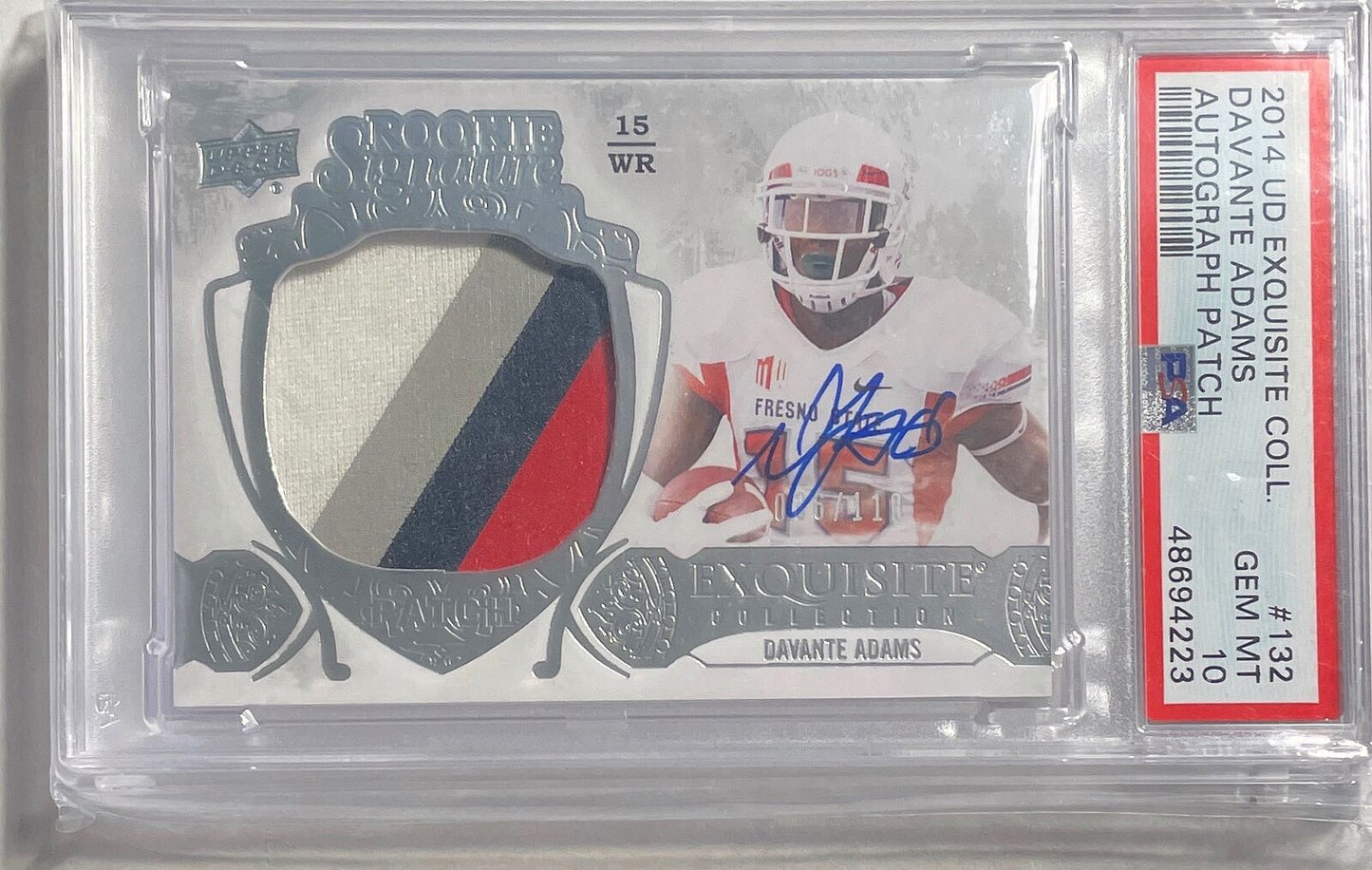DAVANTE ADAMS 2014 UD EXQUISTE COLLECTION PATCH AUTO RC #D 036/110 PSA 10 POP 4